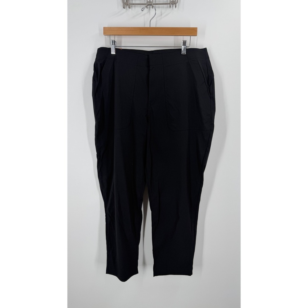Eddie Bauer Slim Ankle Pant Women 16 Black Stretch DWR UPF 50 EB012007